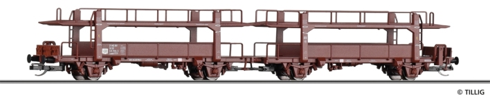 TILLIG Modellbahnen 18591 - TT - Autotransportwagen-Einheit Laaek 4357, DR, Ep. IV